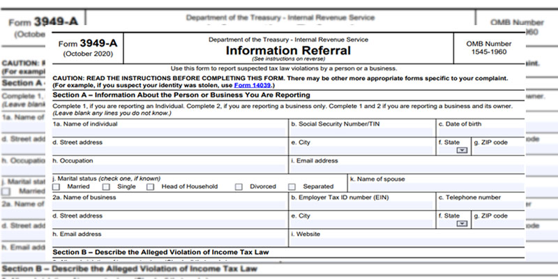 IRS Form 3949-A Explained: Reporting Suspected Tax Violations