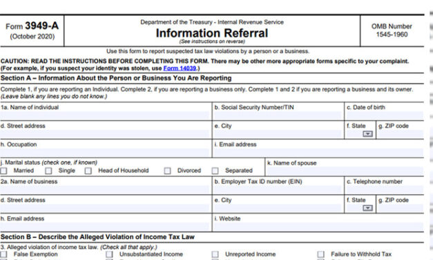 Form 3949-A to Report Suspected Income Fraud in Child Support Cases